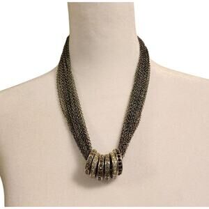 Chico's Necklace Multiple Chains With 6 Gem Rings